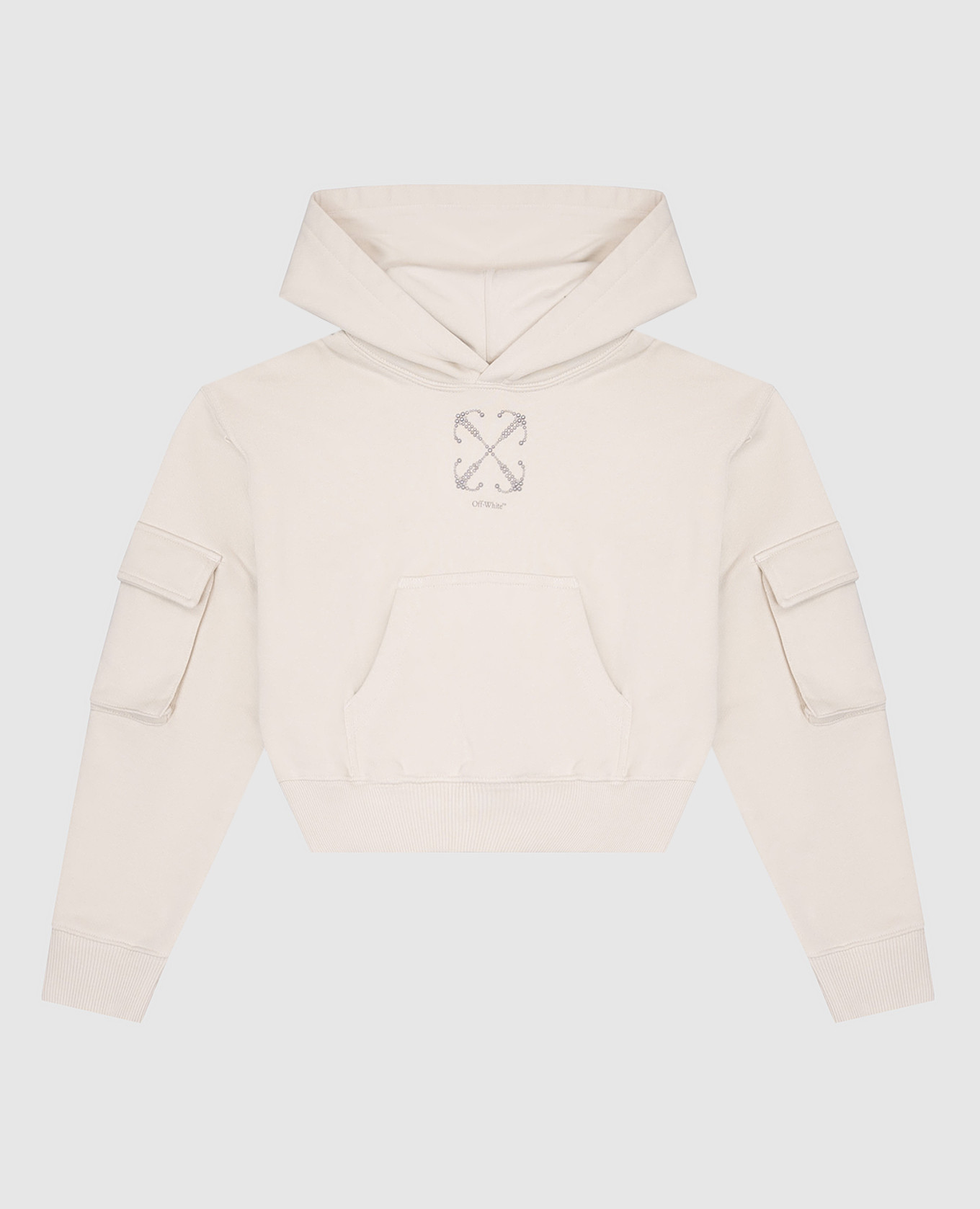 

Children's beige hoodie with textured Arrow print Off-White
