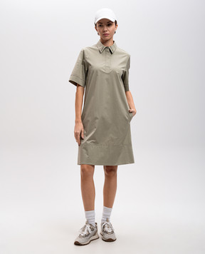 Peserico Khaki shirt dress with monil chain S0267901979
