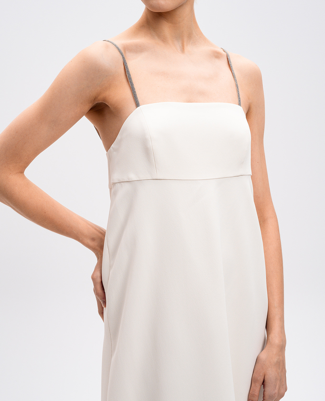 

White maxi dress with silk and chain monil Brunello Cucinelli