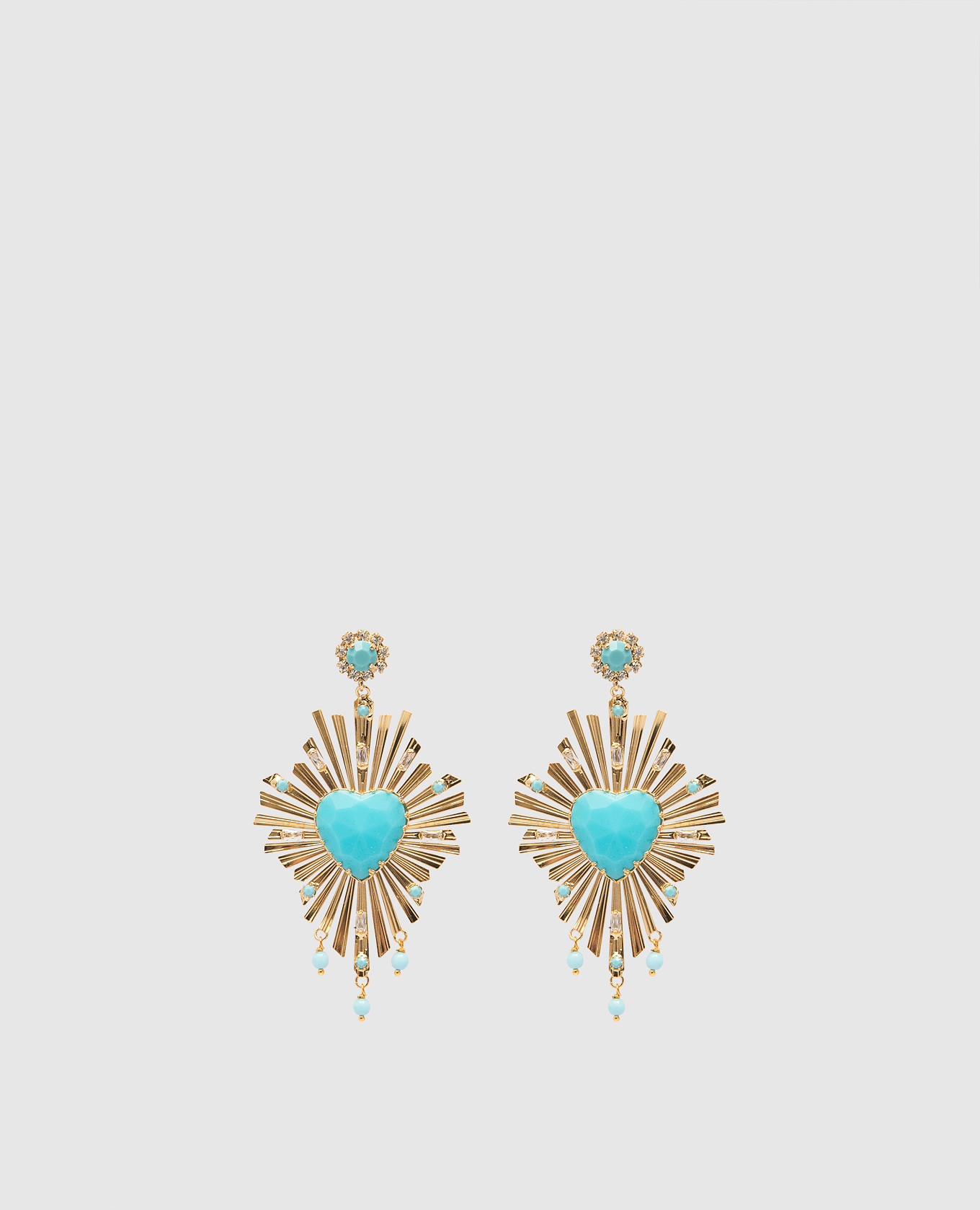 

Paia or cuore gold earrings with crystals and beads CelesteG, Golden