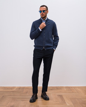 Cashmere&Whiskey Blue melange cashmere cardigan MU8671312341R