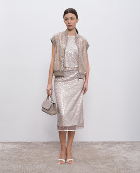 Peserico Beige top with sequins E0807906801