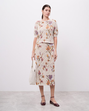 Twinset White openwork midi skirt with a pattern 251TP3631