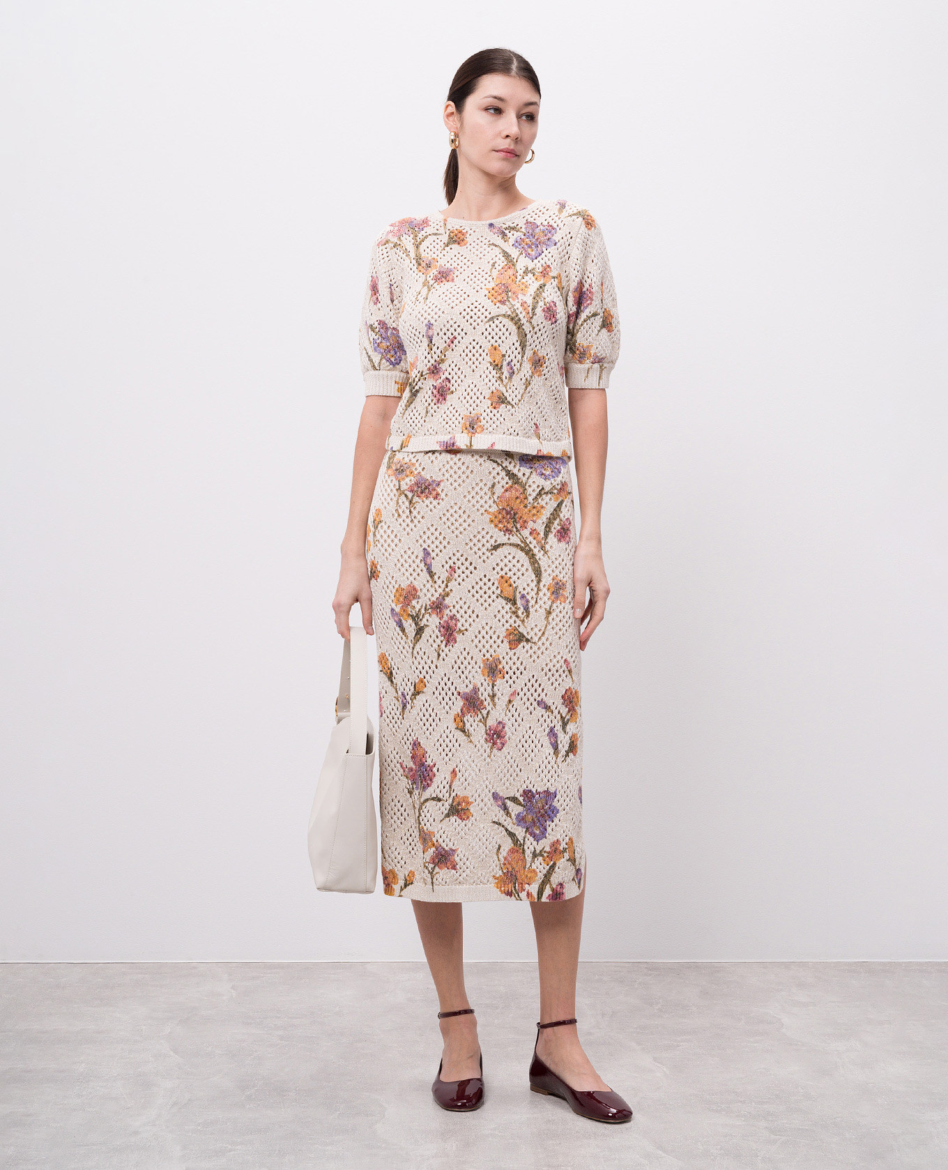 

White openwork midi skirt with a pattern Twinset