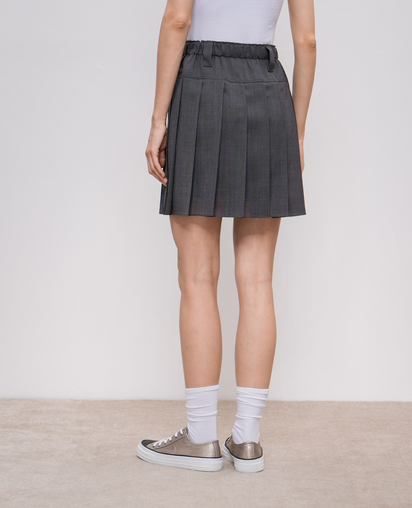 Gray pleated skirt with wool Brunello Cucinelli 4