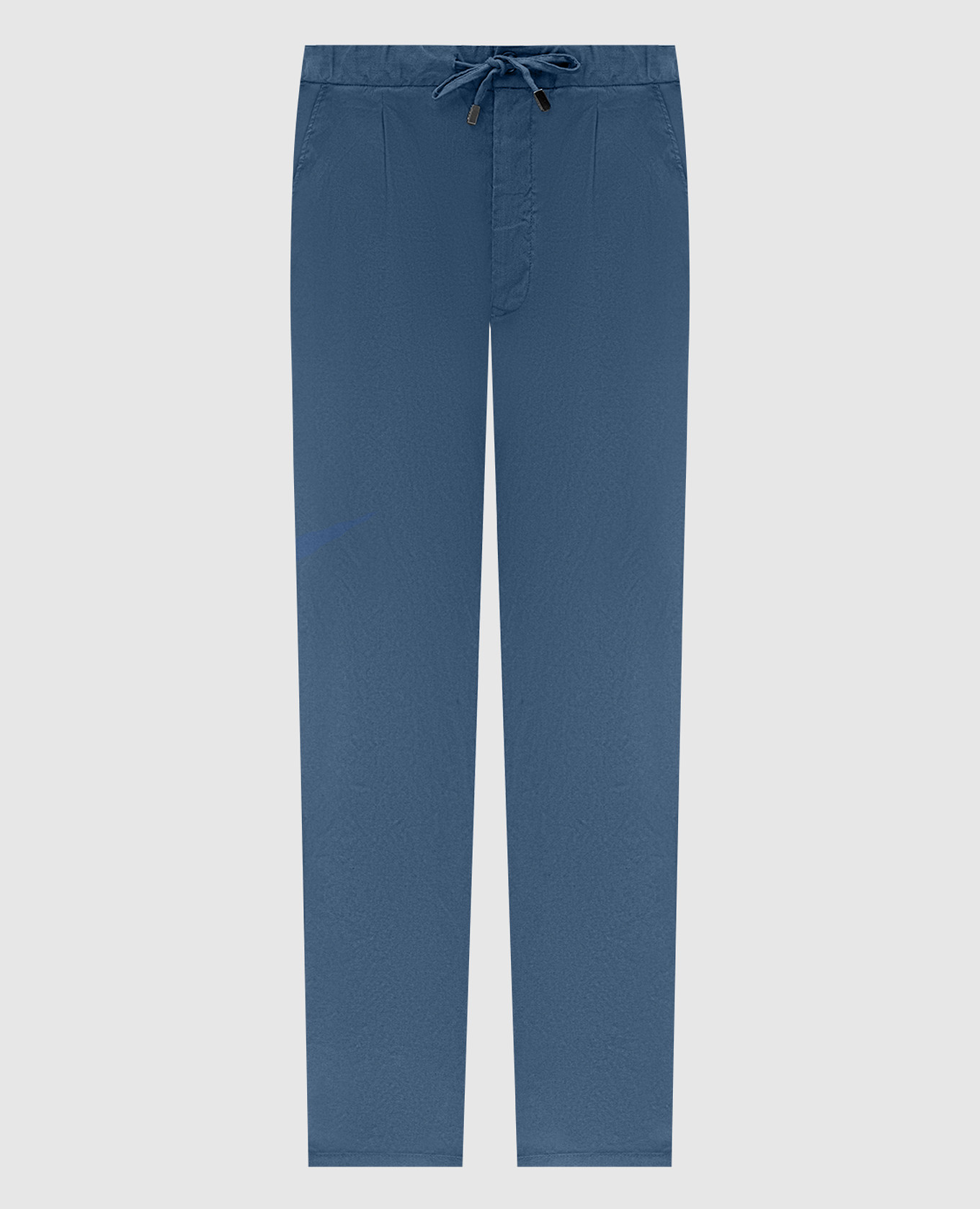 Blue linen pants with logo Enrico Mandelli