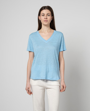 Allude Blue linen T-shirt 24282003