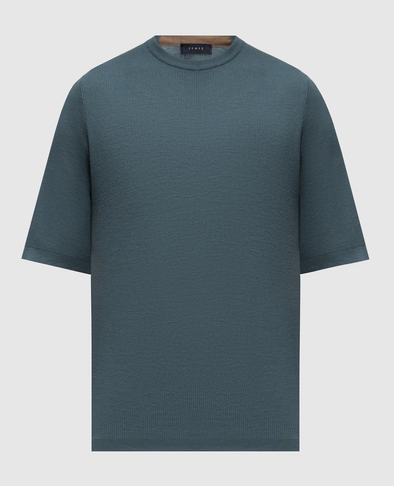 

Blue Waffle sweater in woven pattern wool Sease