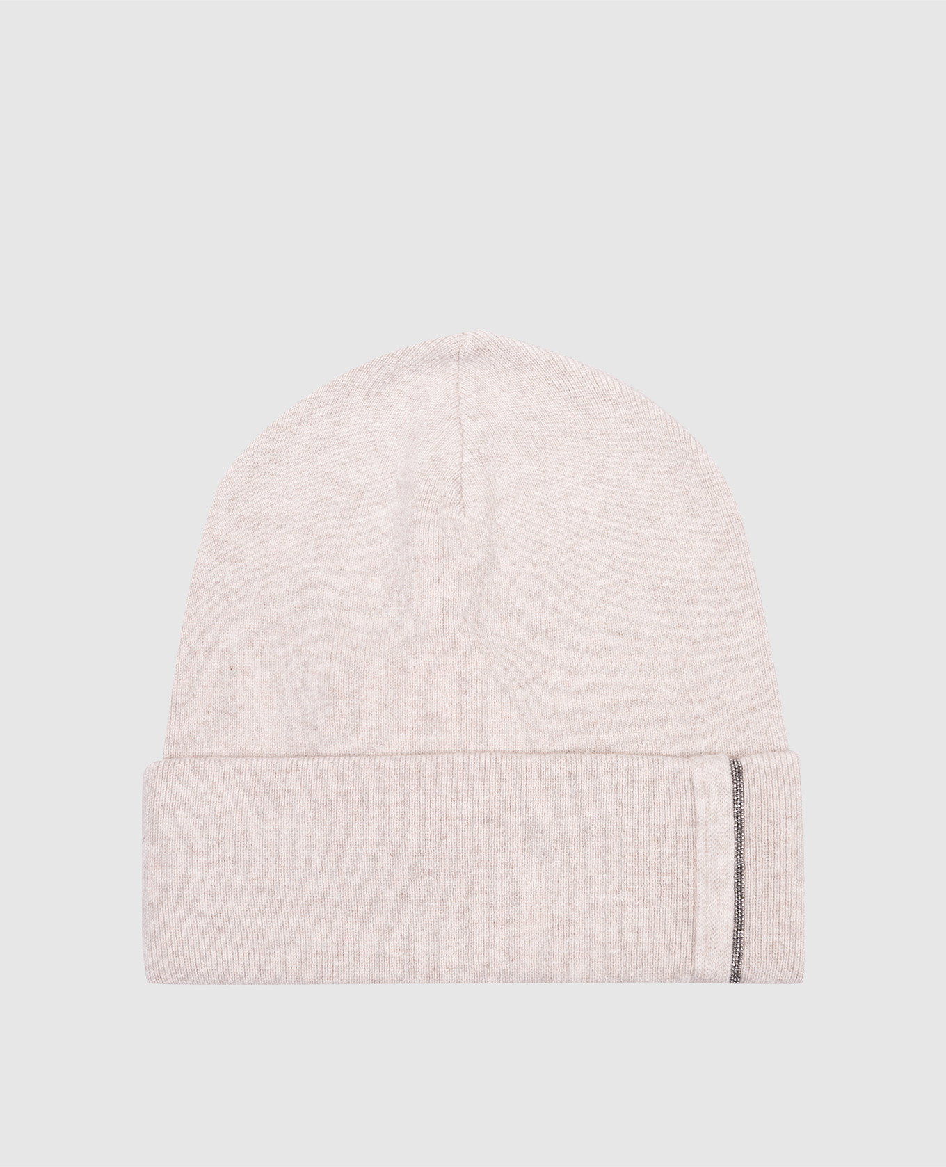 

Beige melange cashmere hat with monil chain Brunello Cucinelli