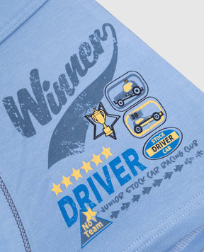 RiminiVeste Gasolino children's blue boxer shorts with Winner driver print U3444
