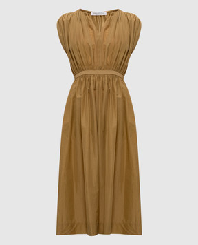 Philosophy di Lorenzo Serafini Brown midi dress with drapery A04492120