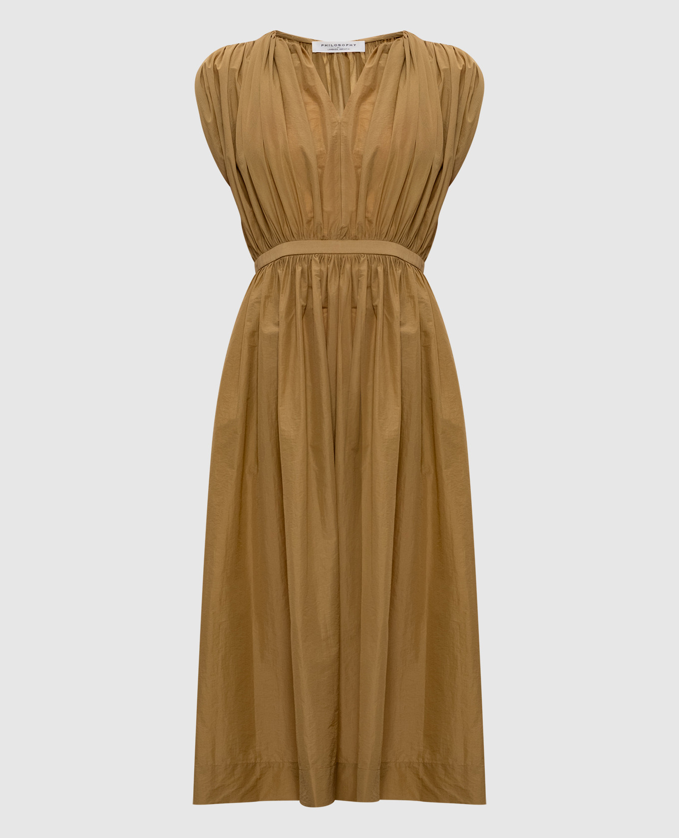 Brown midi dress with drapery Philosophy di Lorenzo Serafini