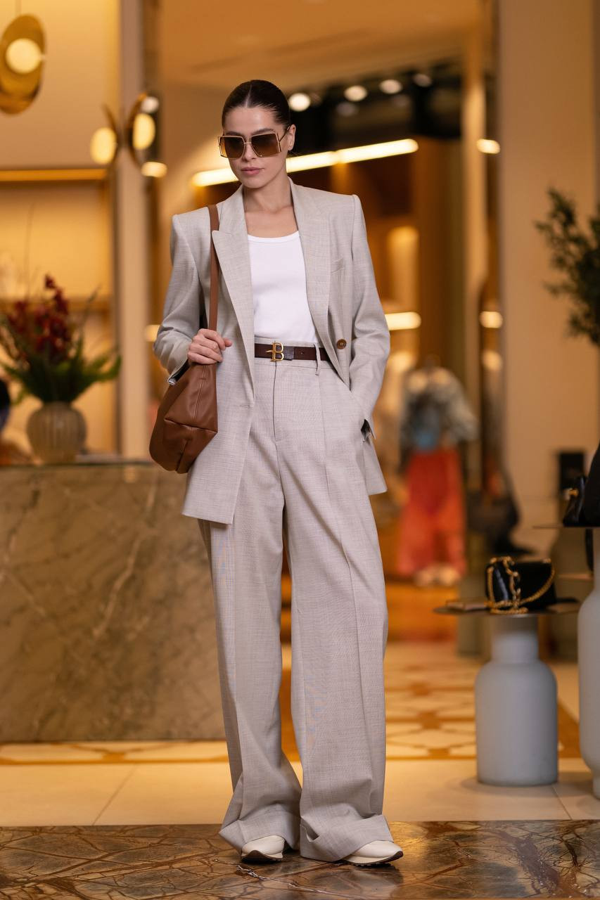 

Gray double-breasted jacket with wool and linen Philosophy di Lorenzo Serafini, Grey
