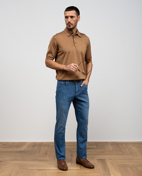 Stefano Ricci Brown silk polo shirt K616006P13F25102