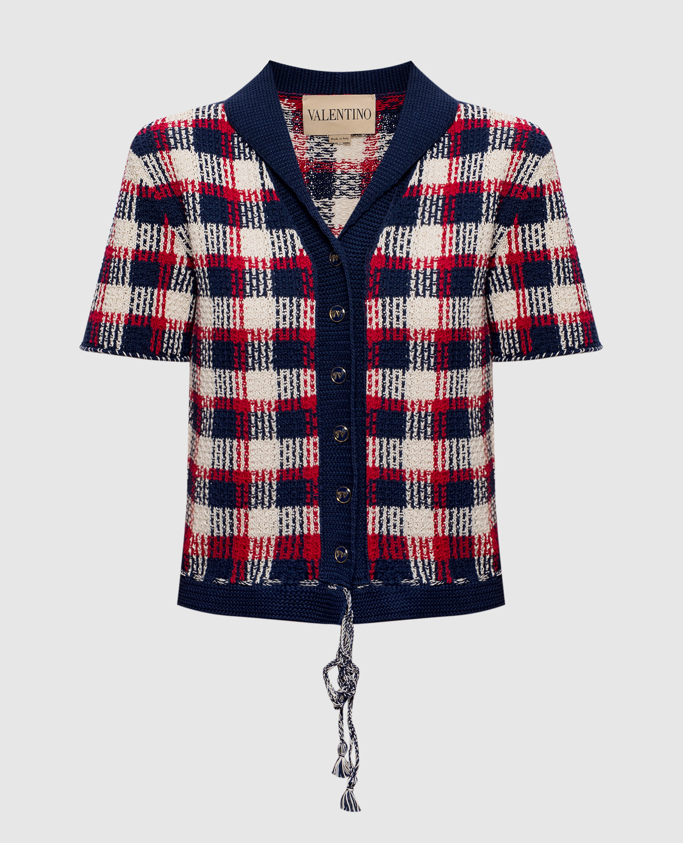 

Short-sleeved checked cardigan Valentino, White