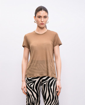 Tom Ford Brown T-shirt with metal logo TSJ567JEX139
