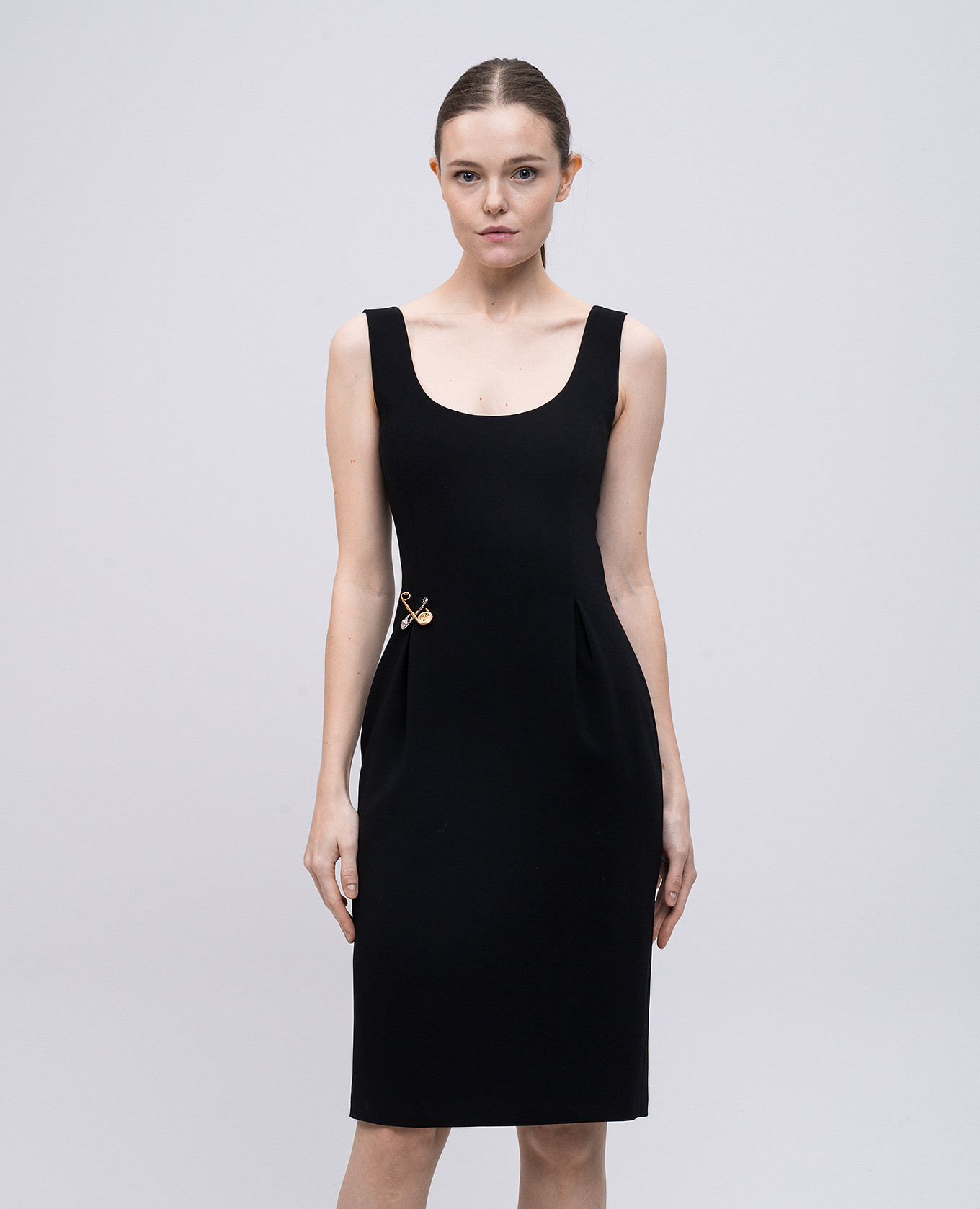 Black mini dress with decorative pins Versace 3