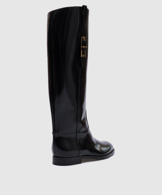 Sergio Rossi - Black glossy leather boots Nora B09480MVIH15 - shop