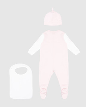 Givenchy Children's pink set of overalls, cap and bib with logo H30514