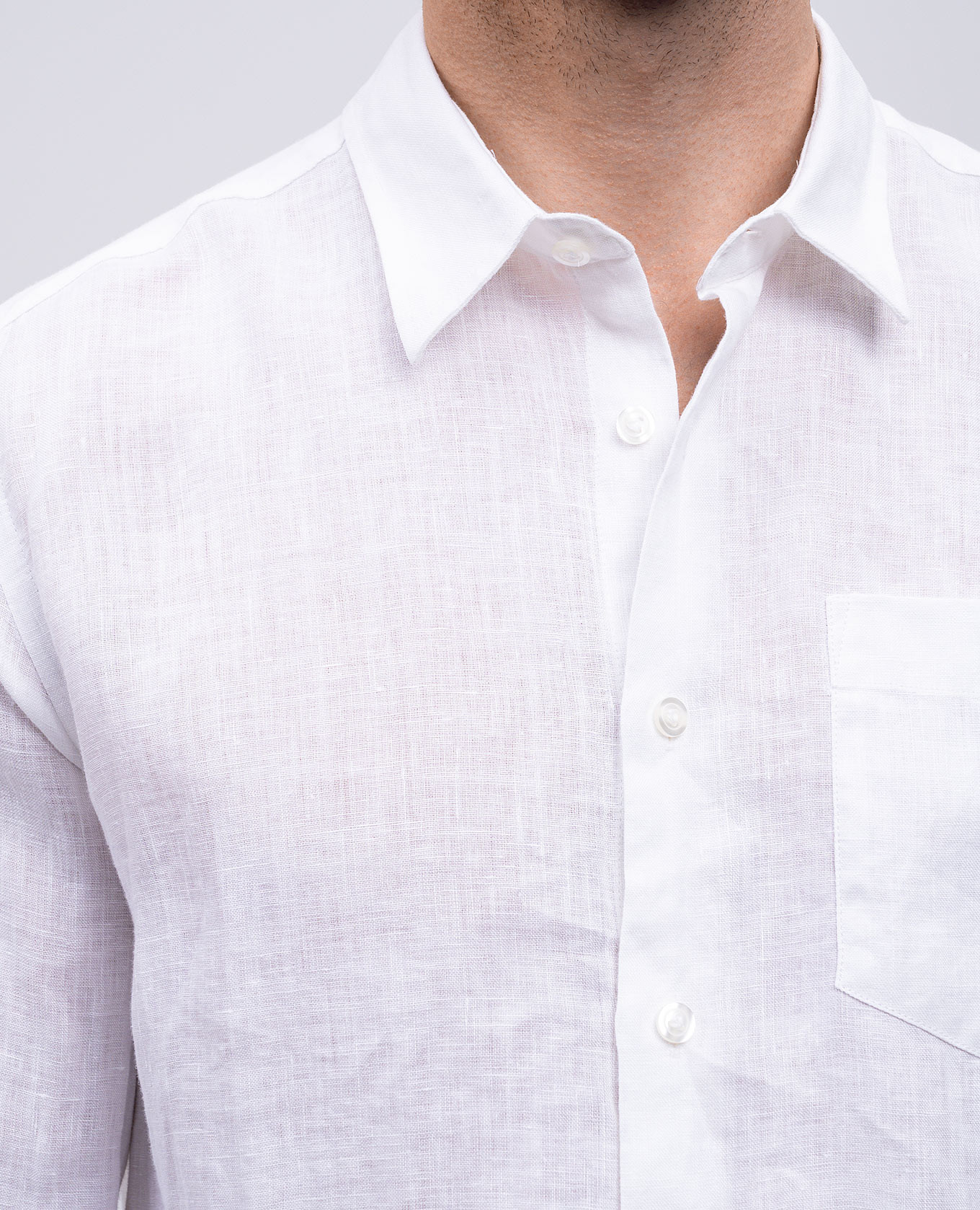 

White linen shirt with embroidered logo emblem Vilebrequin