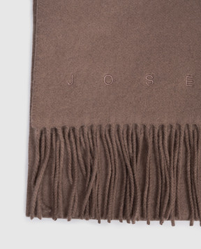 JOSEPH Cecile brown wool scarf with logo embroidery JF009343