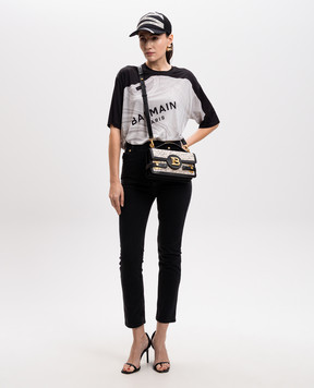 Balmain Black T-shirt with logo print EF1EG110GE37