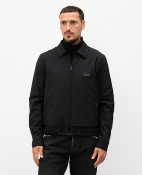 Dolce&Gabbana Black wool jacket with logo patch G9BQZTFURK8