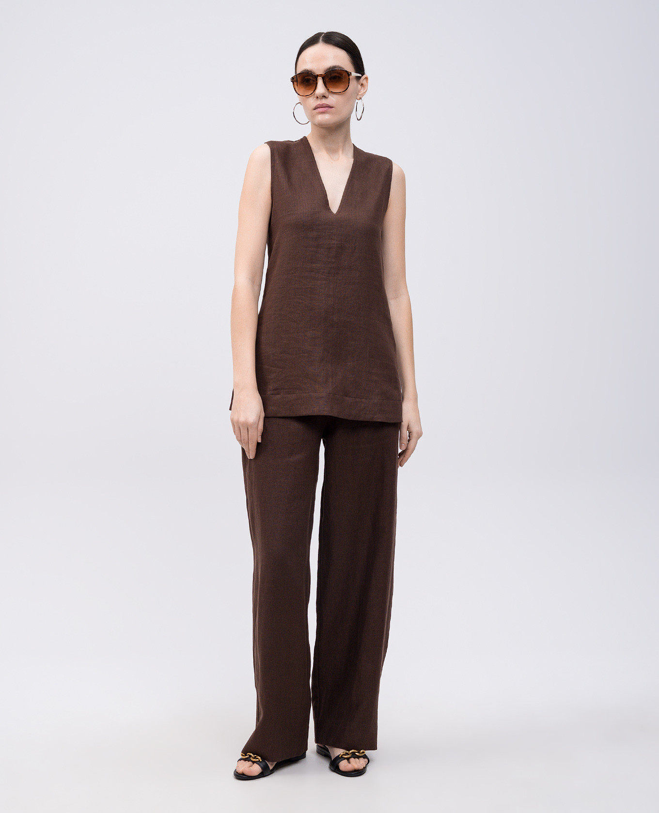 

Marteret brown linen top Faithfull