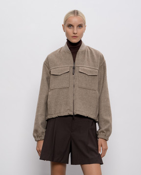 Brunello Cucinelli Brown wool bomber jacket MD565HZ916