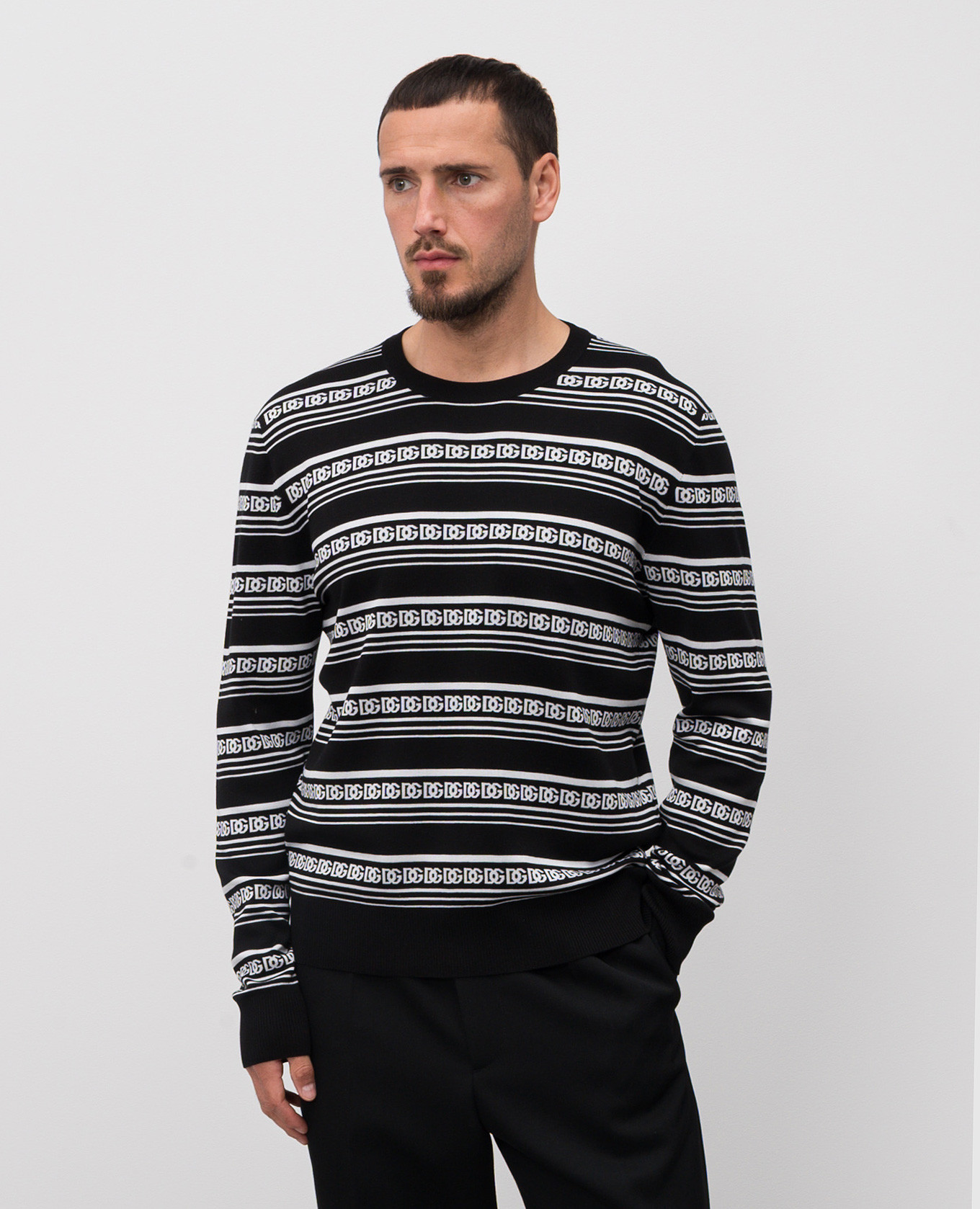 

Black silk jumper with contrasting pattern Dolce&Gabbana