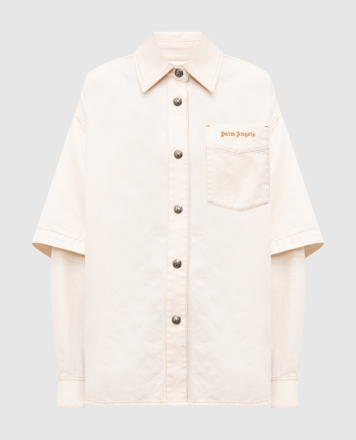 Beige shirt with logo embroidery Palm Angels