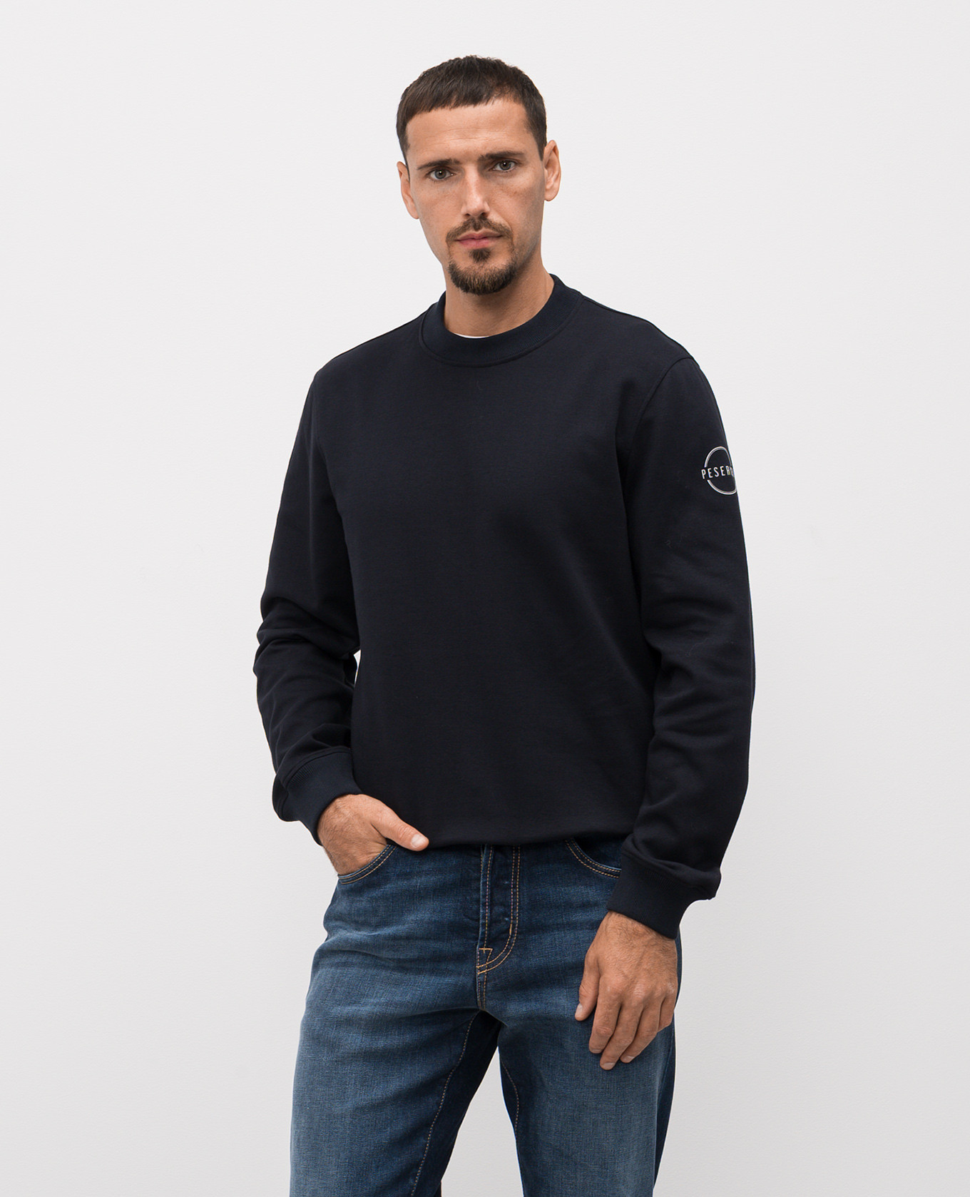 

Blue sweatshirt with logo print Peserico