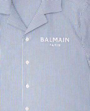 Balmain Children's striped shirt with embroidered logo BW5P31P04871214