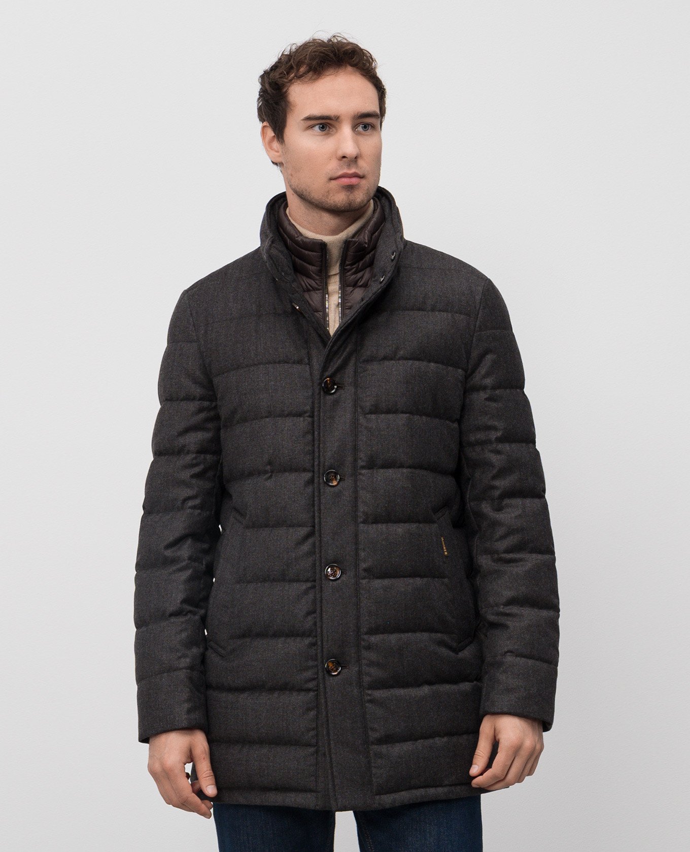

Brown quilted down jacket CALEGARI MooRER
