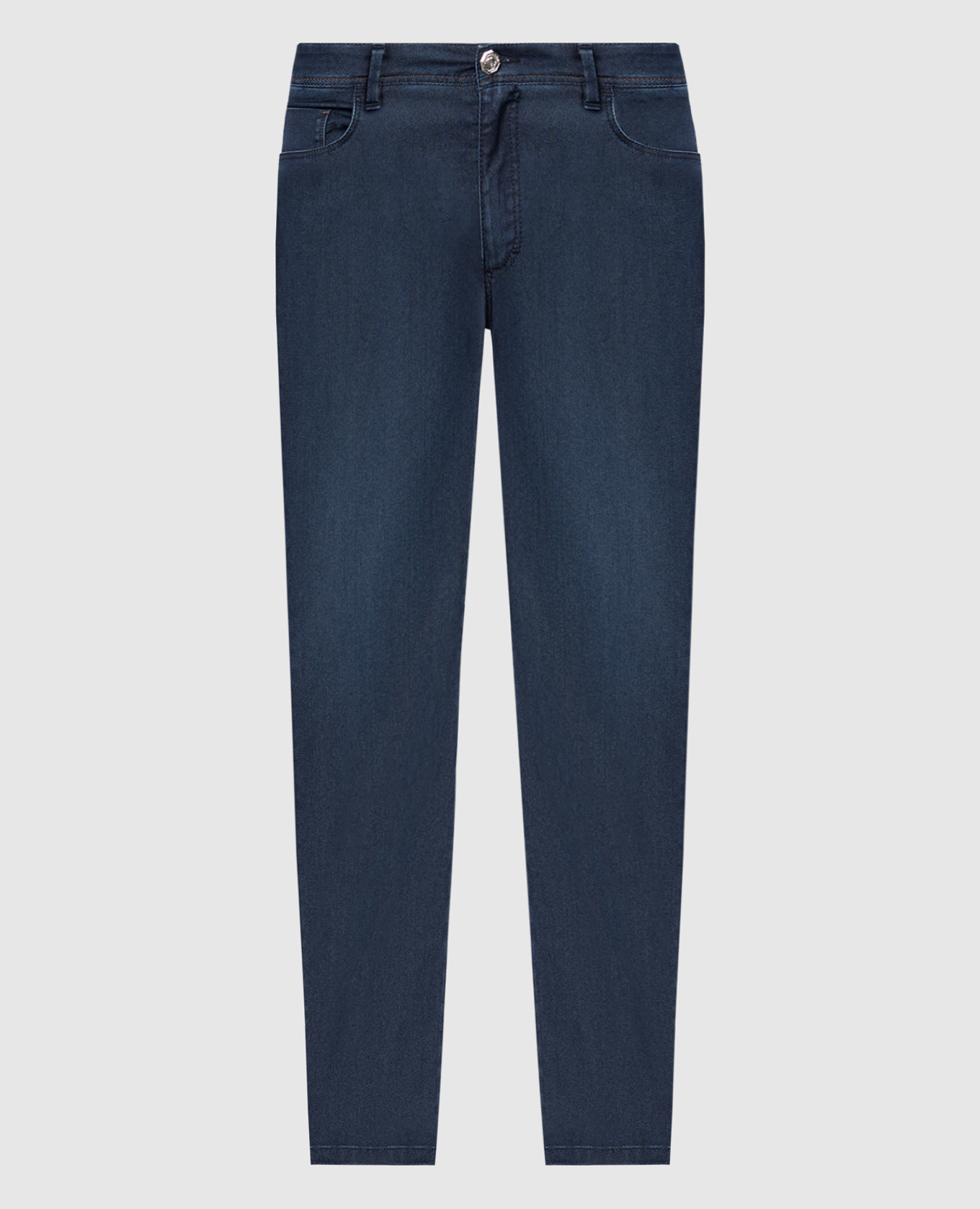 

Blue jeans with logo emblem embroidery Stefano Ricci, Синий