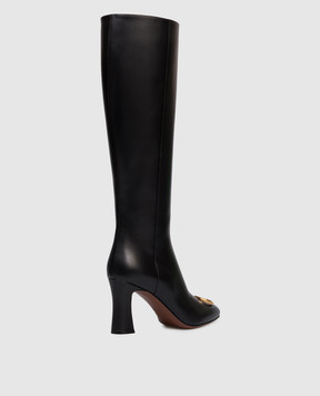 Valentino Black leather boots with logo 7W2S0ML1DSH