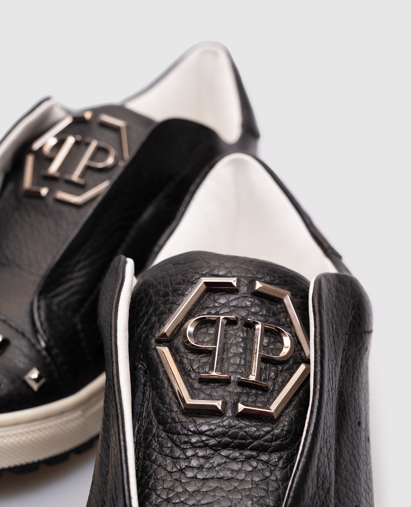 

Children's black leather sneakers with monogram logo Philipp Plein