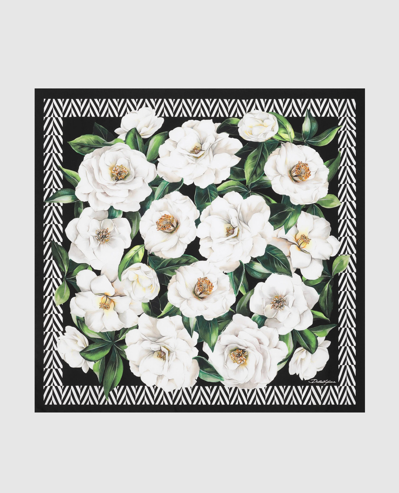 

Black silk scarf with gardenia print Dolce&Gabbana