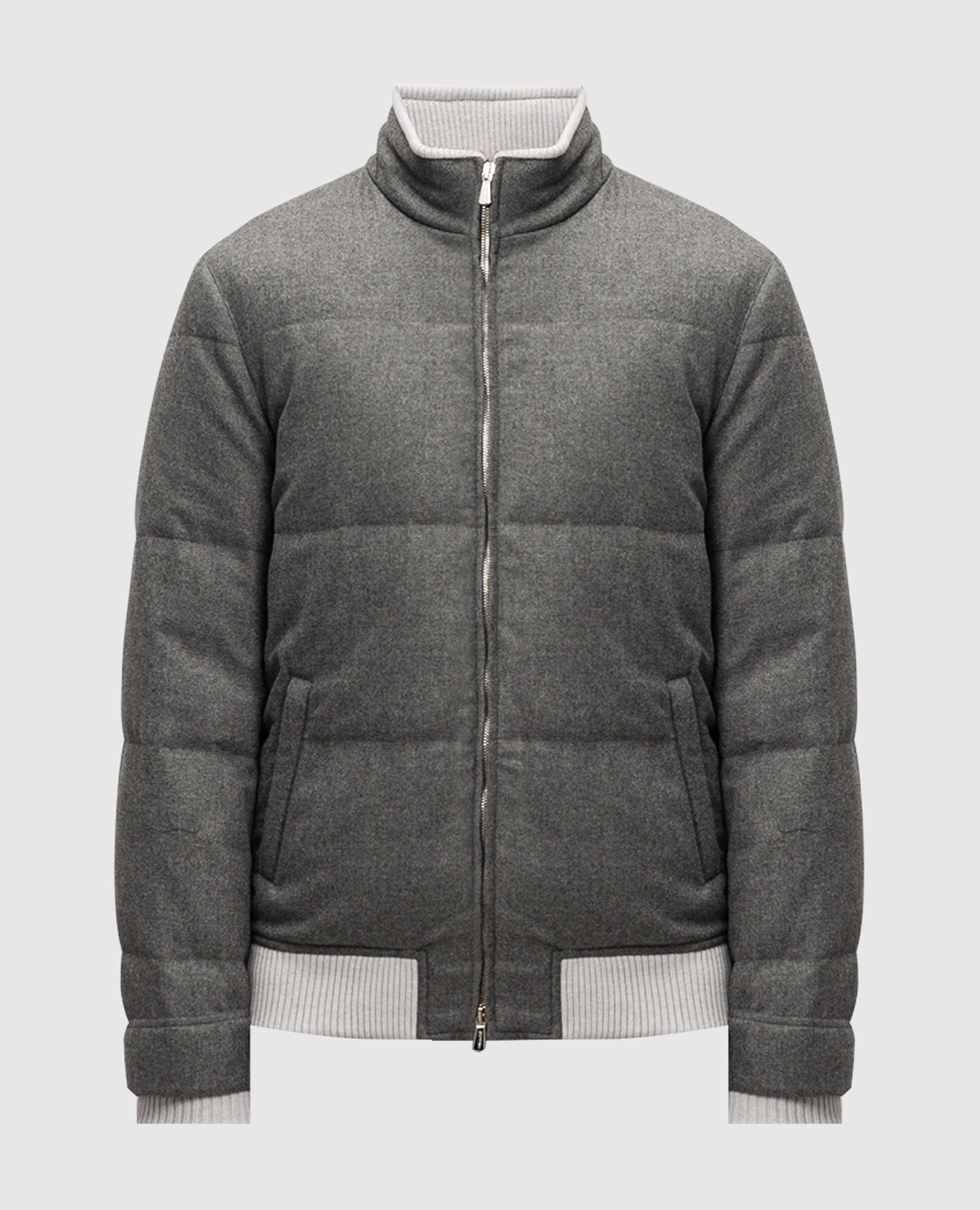 

Gray down jacket made of wool and cashmere Enrico Mandelli, Grey
