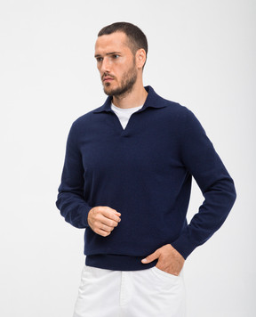 Brunello Cucinelli Blue cashmere polo shirt M22203005