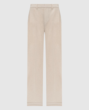 Brunello Cucinelli Beige corduroy pants with monil chain MP180P8724