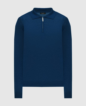 Stefano Ricci Blue silk and cashmere polo shirt K606125P30F25302