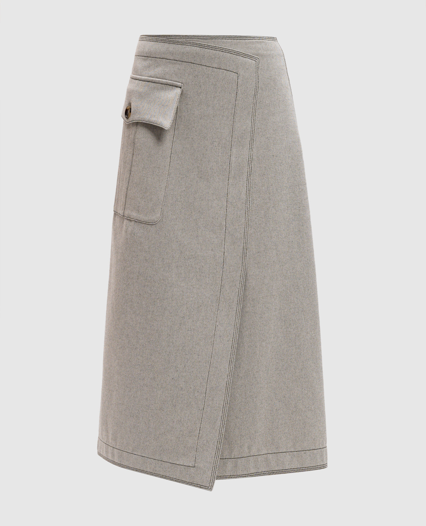 Gray midi skirt with wool Philosophy di Lorenzo Serafini