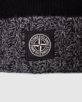 Stone Island Children's black cap with logo patch 8116N05Z8