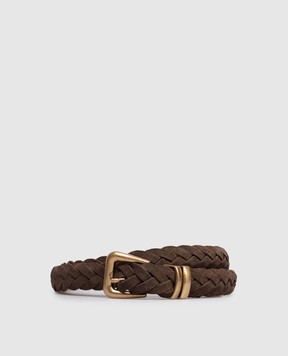 Brunello Cucinelli Brown suede braided belt MAURP253