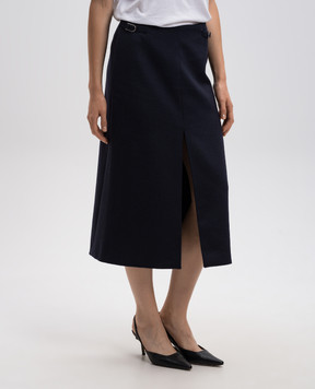 Gabriela Hearst Morelos blue cashmere midi skirt 1243039C108