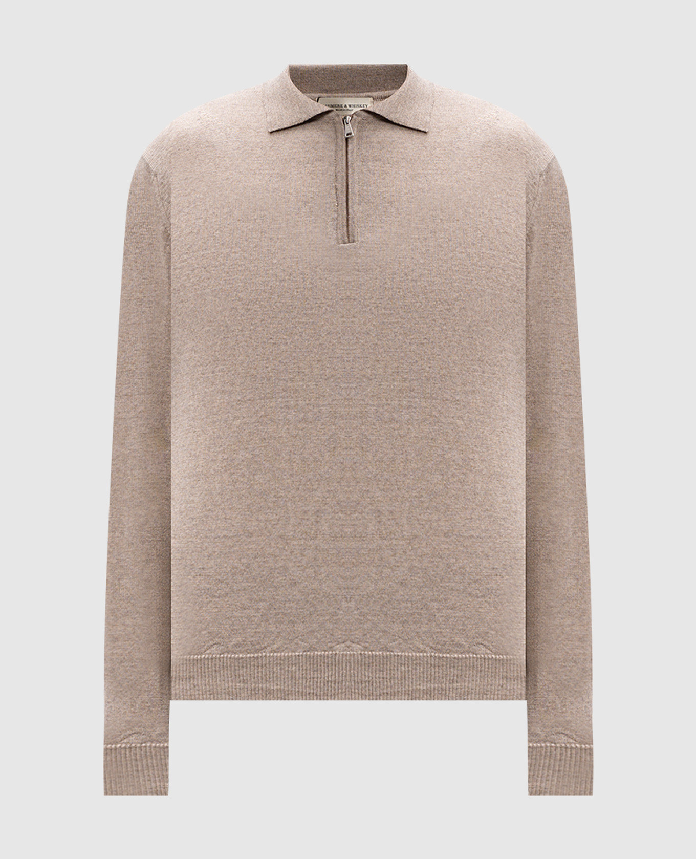 Beige merino wool polo shirt