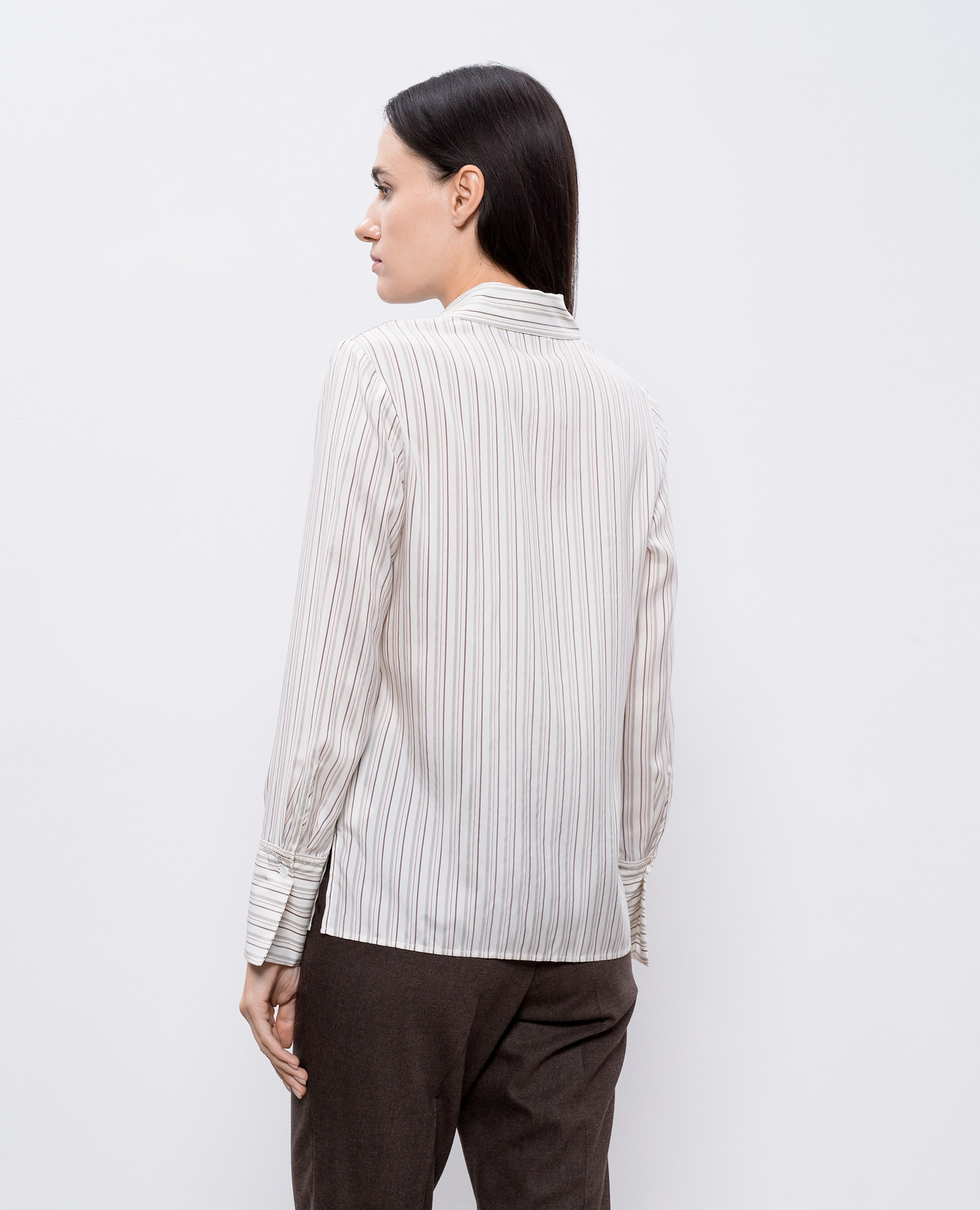 White striped silk blouse Peserico 4