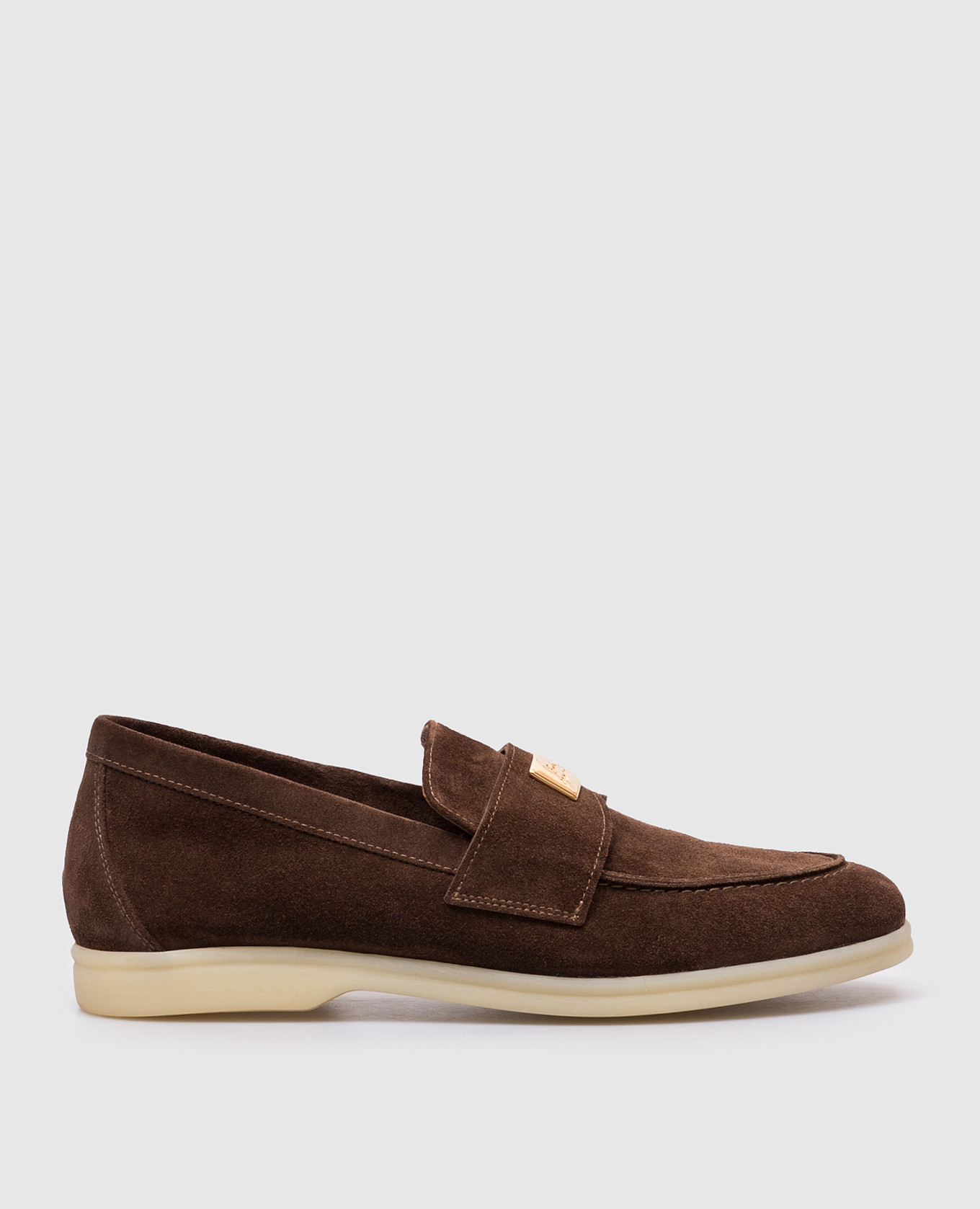 

Brown suede loafers with logo plate Babe Pay Pls