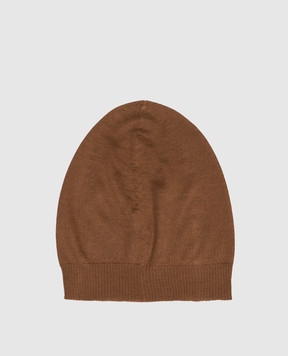 Saint Laurent Brown cashmere hat with logo 7771713Y201